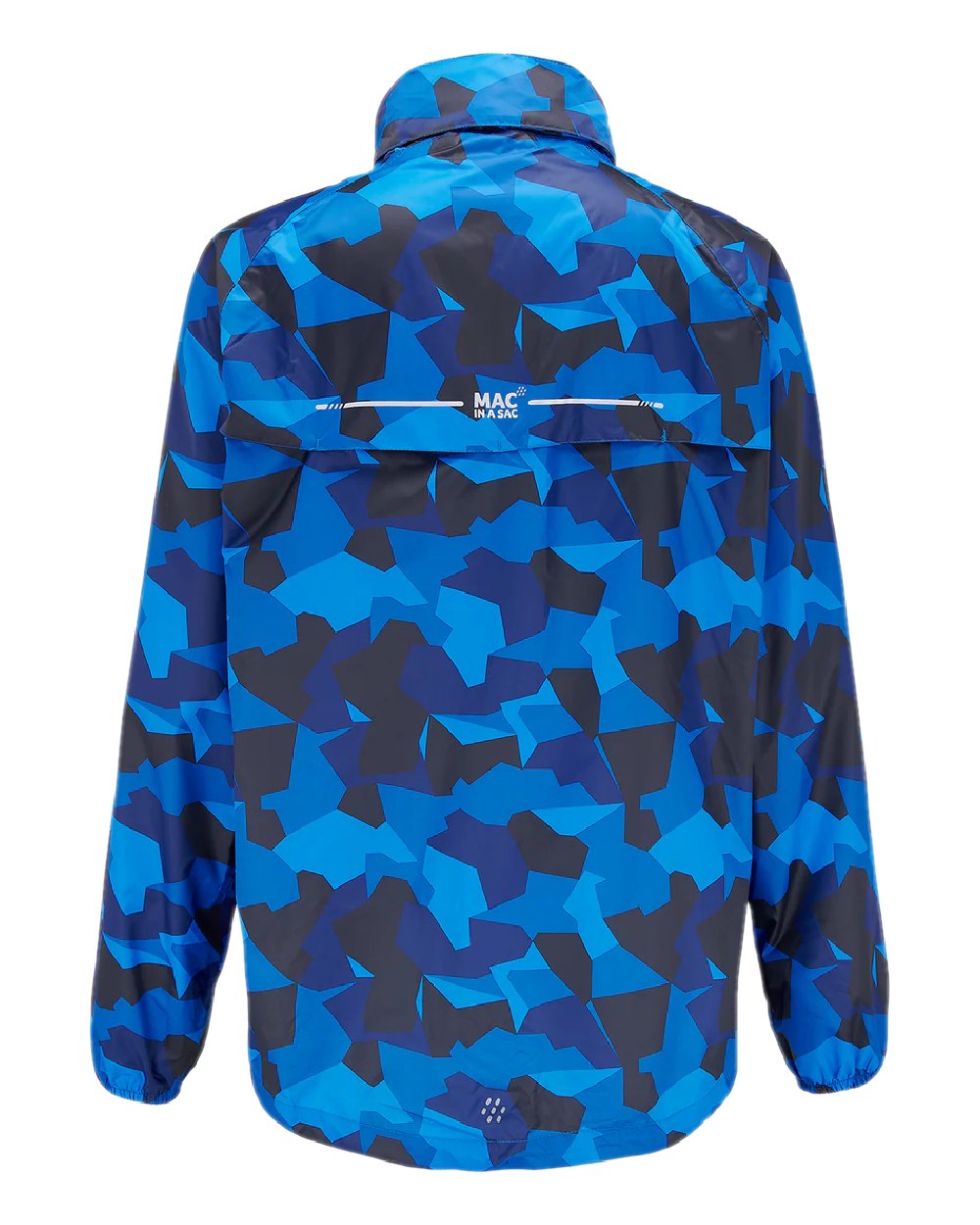 Blue Camo Coloured Mac In A Sac Origin Camo Packable Waterproof Jacket on white background 