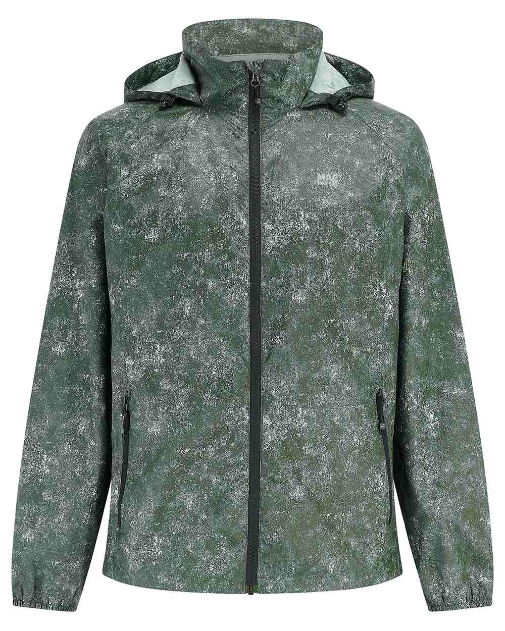 Khaki Etch Coloured Mac In A Sac Origin Camo Packable Waterproof Jacket on white background 