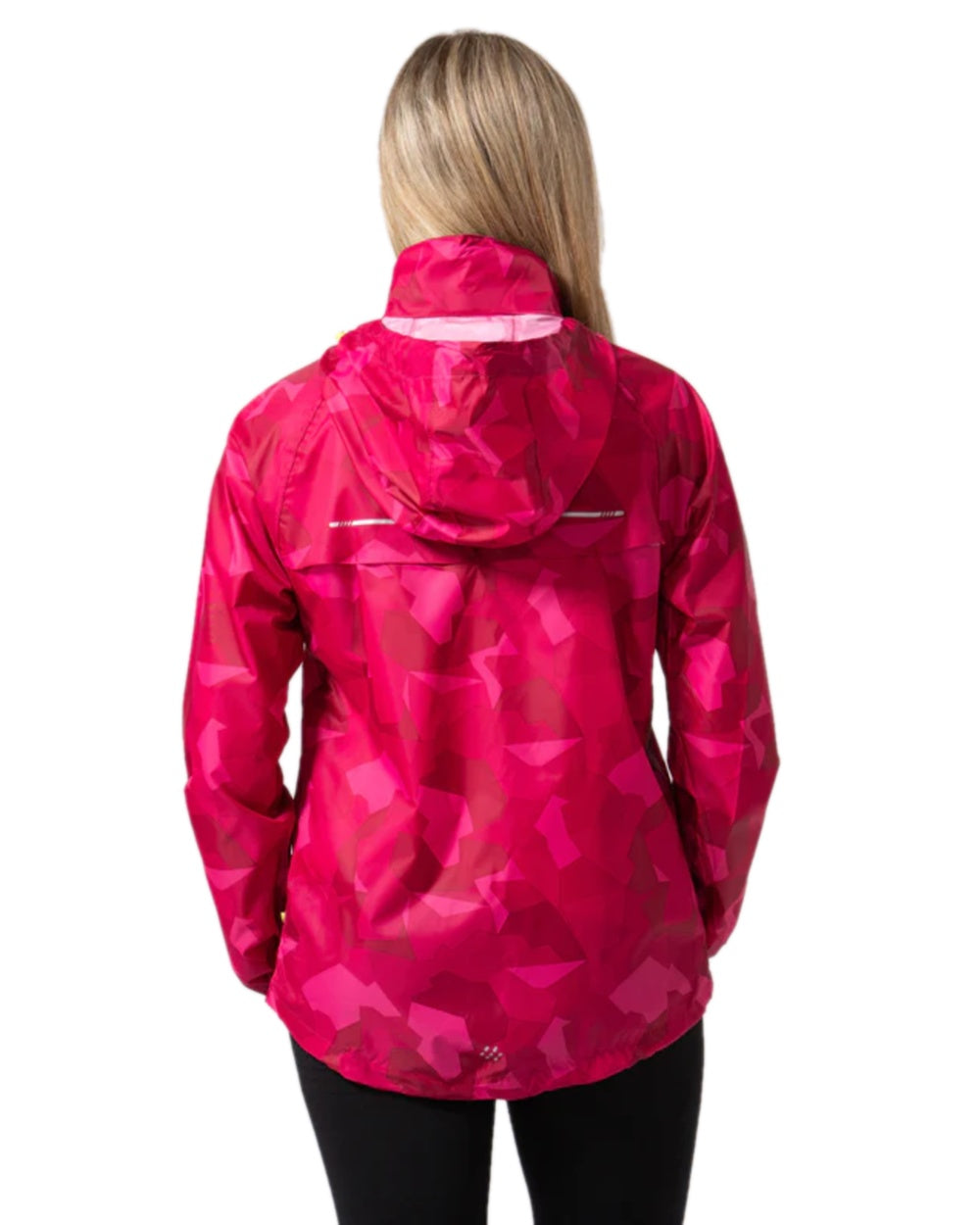 Pink Camo Coloured Mac In A Sac Origin Camo Packable Waterproof Jacket on white background 