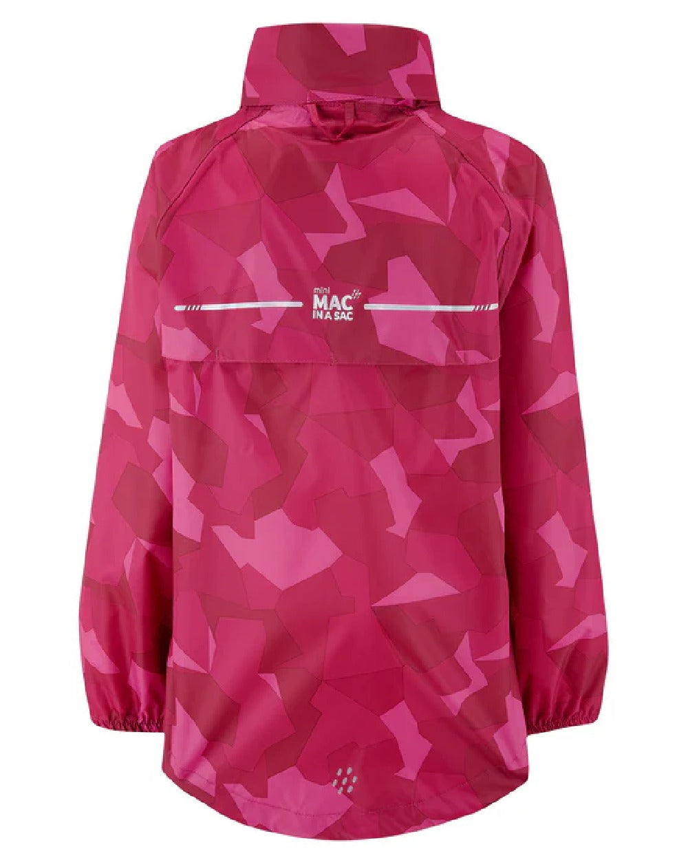 Pink Camo Coloured Mac In A Sac Origin Camo Packable Waterproof Jacket on white background 