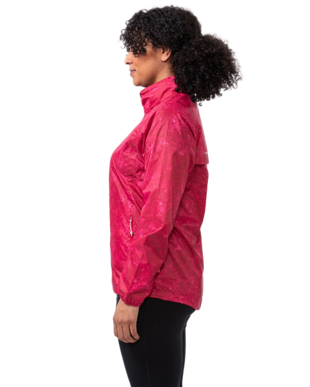 Pink Etch Coloured Mac In A Sac Origin Camo Packable Waterproof Jacket on white background 