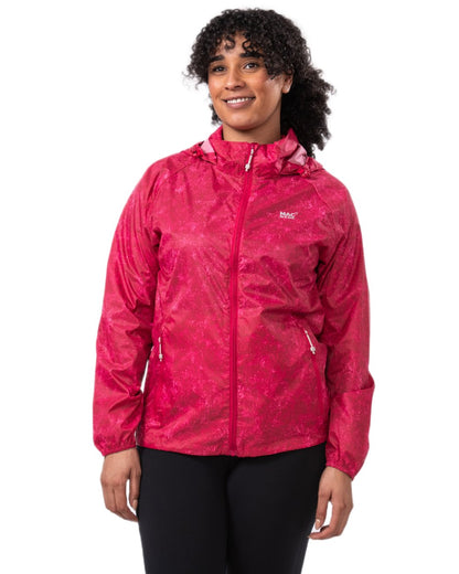 Pink Etch Coloured Mac In A Sac Origin Camo Packable Waterproof Jacket on white background 