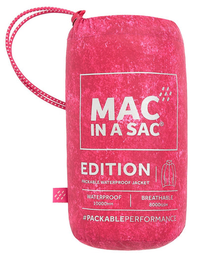 Pink Etch Coloured Mac In A Sac Origin Camo Packable Waterproof Jacket on white background 