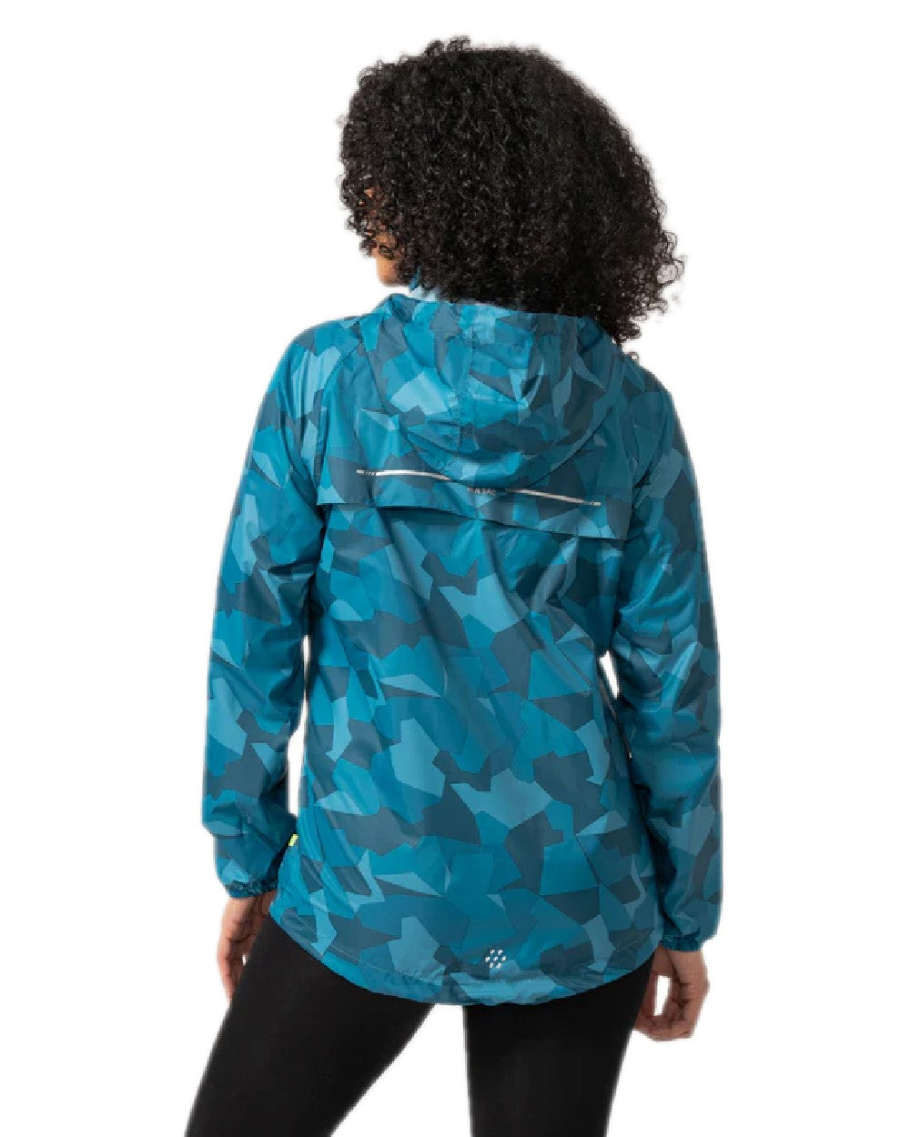 Teal Camo Coloured Mac In A Sac Origin Camo Packable Waterproof Jacket on white background 