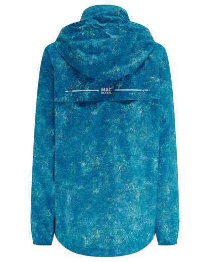 Teal Etch Coloured Mac In A Sac Origin Camo Packable Waterproof Jacket on white background 