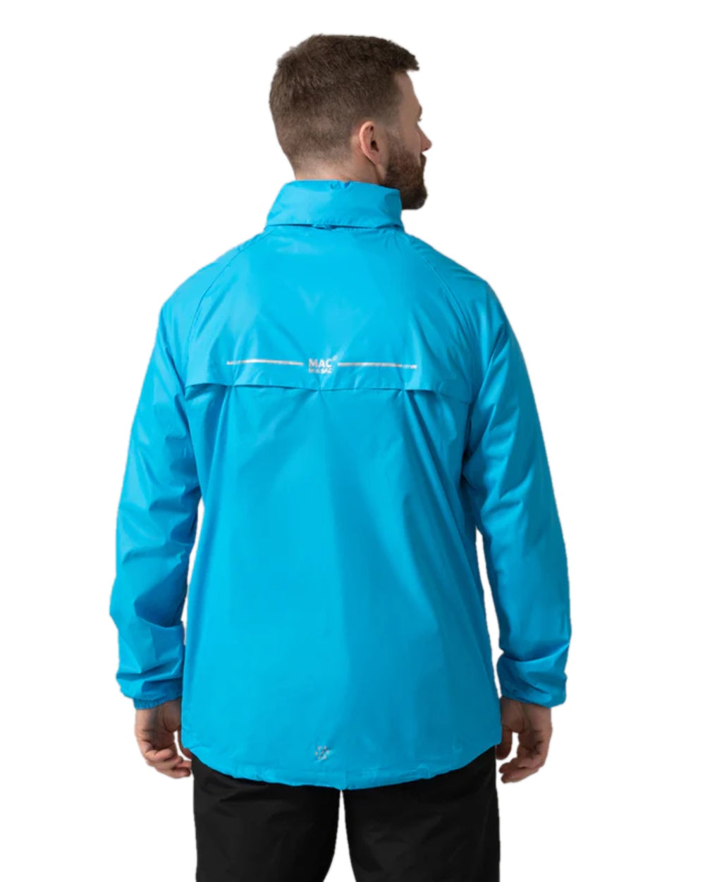 Neon Blue Coloured Mac In A Sac Origin Neon Packable Waterproof Jacket on white background 