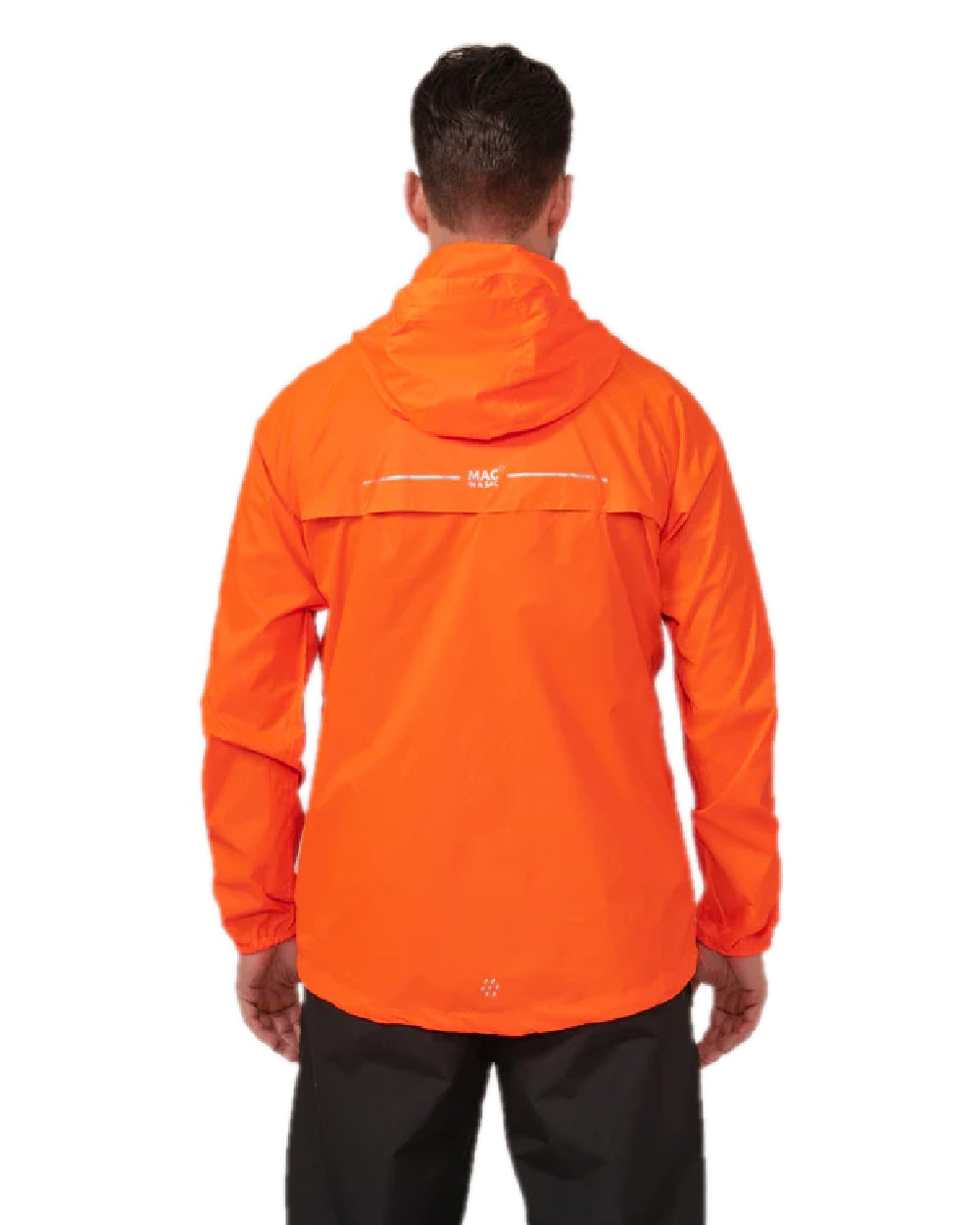 Neon Orange Coloured Mac In A Sac Origin Neon Packable Waterproof Jacket on white background 