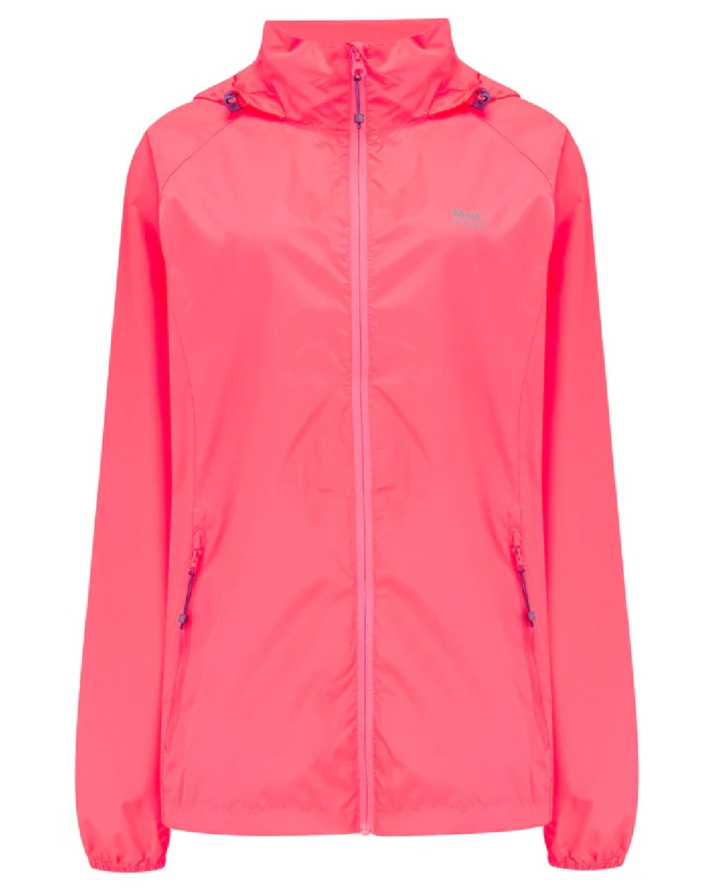 Neon Watermelon Coloured Mac In A Sac Origin Neon Packable Waterproof Jacket on white background 