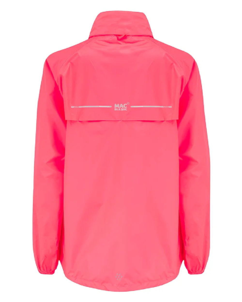 Neon Watermelon Coloured Mac In A Sac Origin Neon Packable Waterproof Jacket on white background 