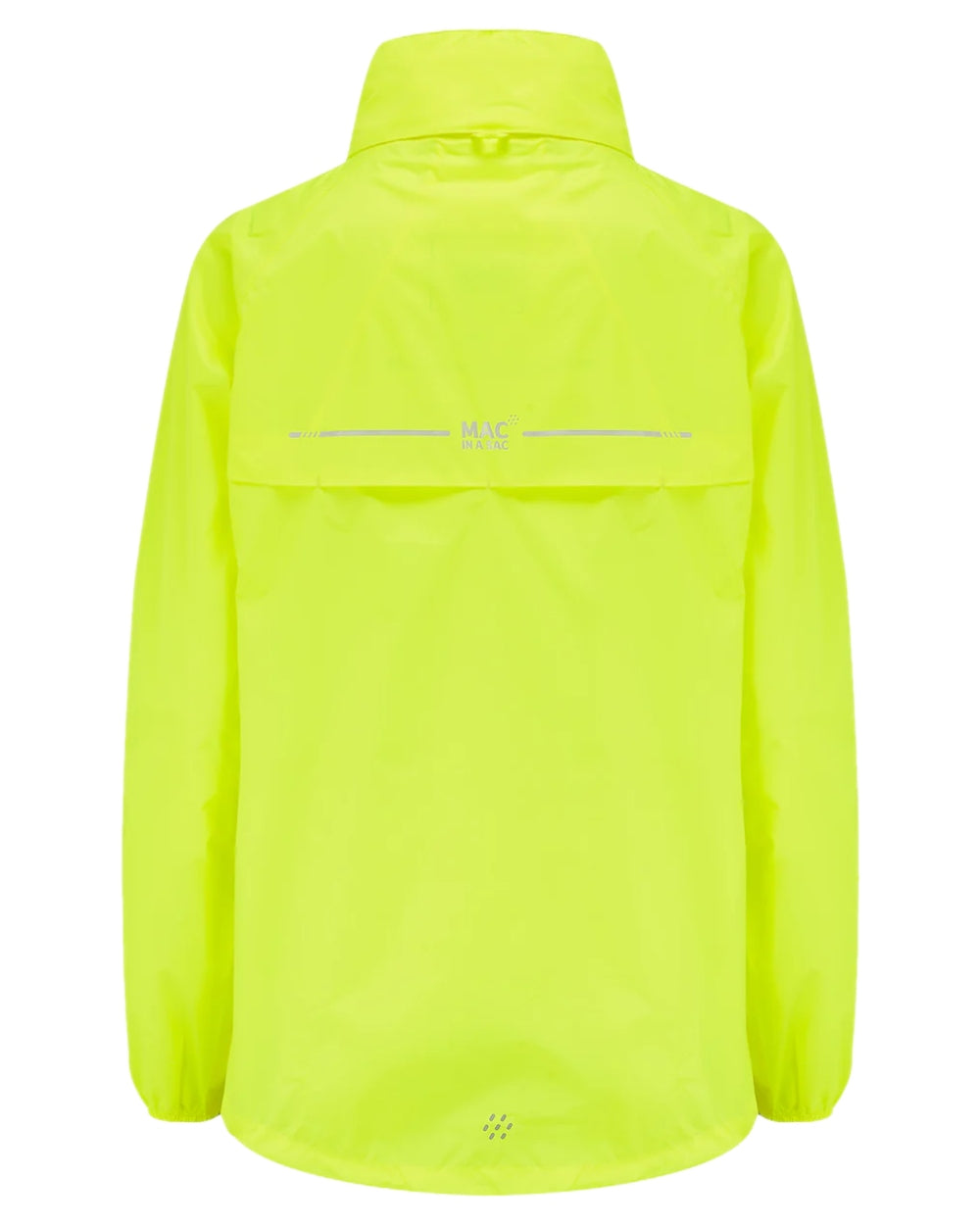 Neon Yellow Coloured Mac In A Sac Origin Neon Packable Waterproof Jacket on white background 