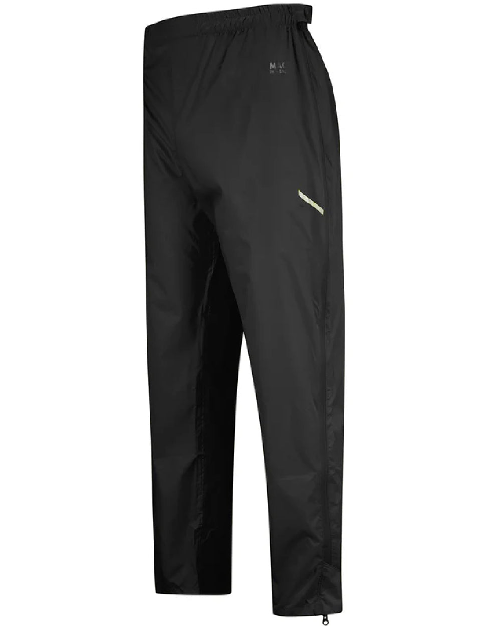 Black coloured Mac In A Sac Origin Packable Full Zip Overtrousers on white background 