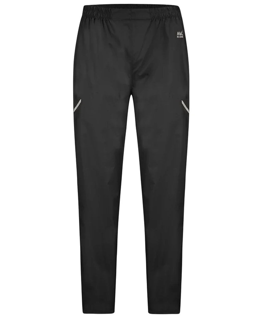 Black coloured Mac In A Sac Origin Packable Full Zip Overtrousers on white background 