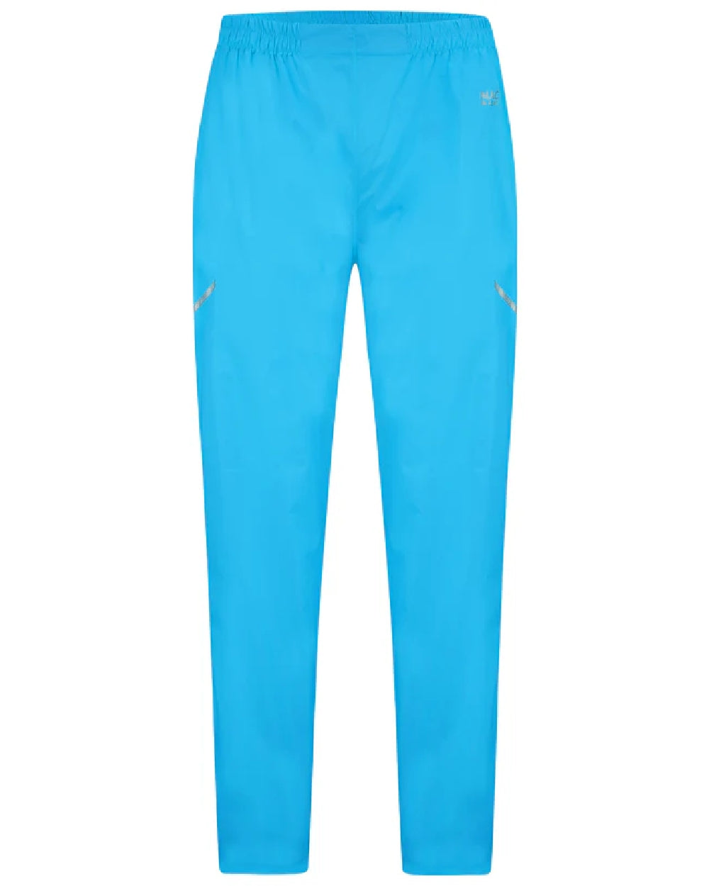 Neon Blue coloured Mac In A Sac Origin Packable Full Zip Overtrousers on white background 