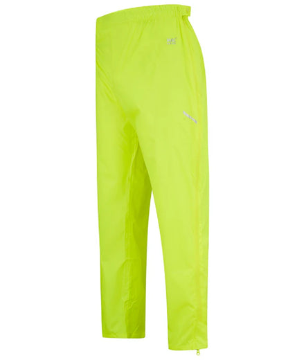 Neon Yellow coloured Mac In A Sac Origin Packable Full Zip Overtrousers on white background 