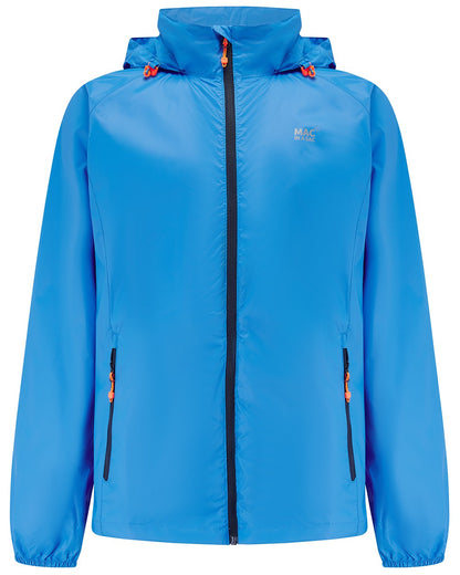 Ocean Blue coloured Mac In A Sac Packable Origin Waterproof Jacket on white background 