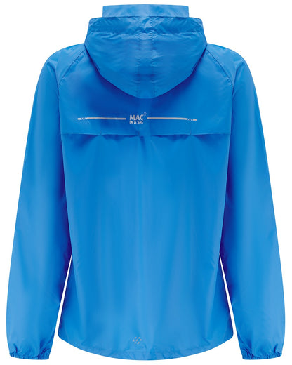 Ocean Blue coloured Mac In A Sac Packable Origin Waterproof Jacket on white background 