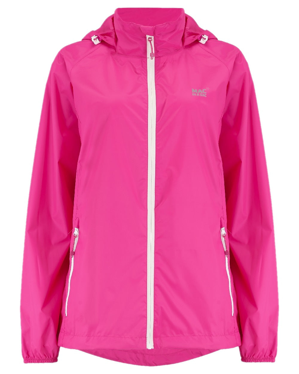 Pink Coloured Mac In A Sac Origin Packable Waterproof Jacket on white background 