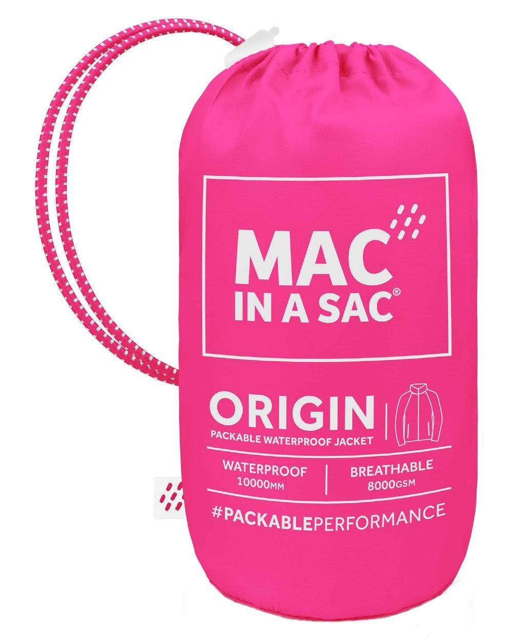 Pink Coloured Mac In A Sac Origin Packable Waterproof Jacket on white background 