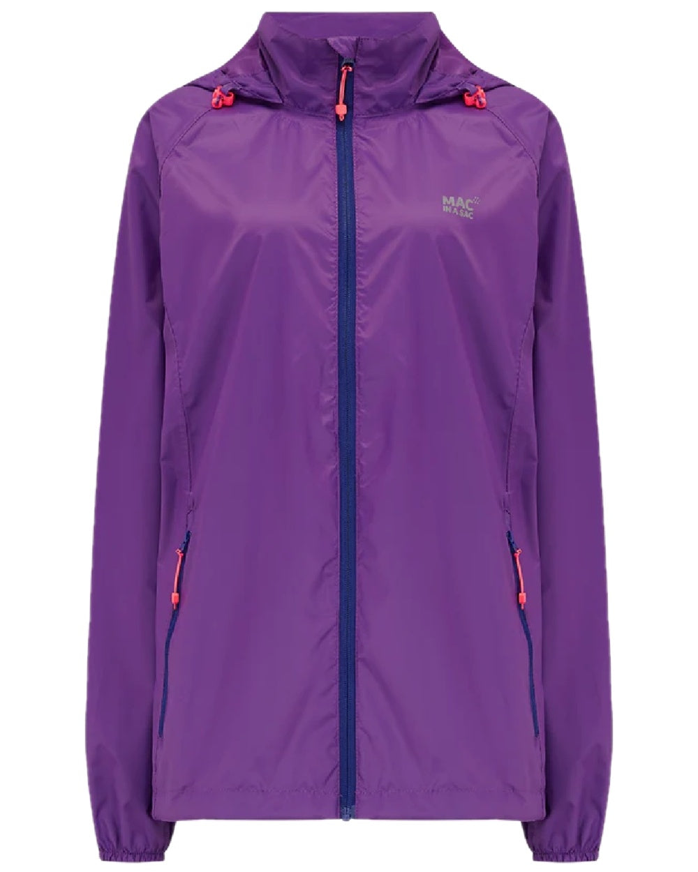 Purple coloured Mac In A Sac Packable Origin Waterproof Jacket on white background 
