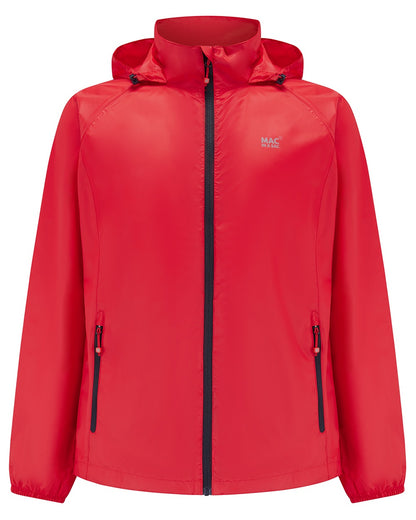 Red coloured Mac In A Sac Packable Origin Waterproof Jacket on white background 