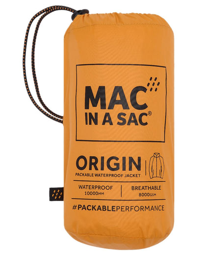 Soft Orange Coloured Mac In A Sac Origin Packable Waterproof Jacket on white background 