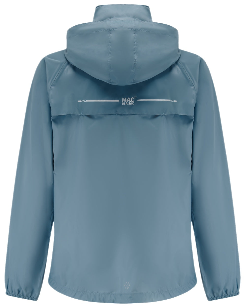 Steel Grey Coloured Mac In A Sac Origin Packable Waterproof Jacket on white background 