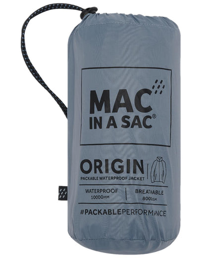 Steel Grey Coloured Mac In A Sac Origin Packable Waterproof Jacket on white background 