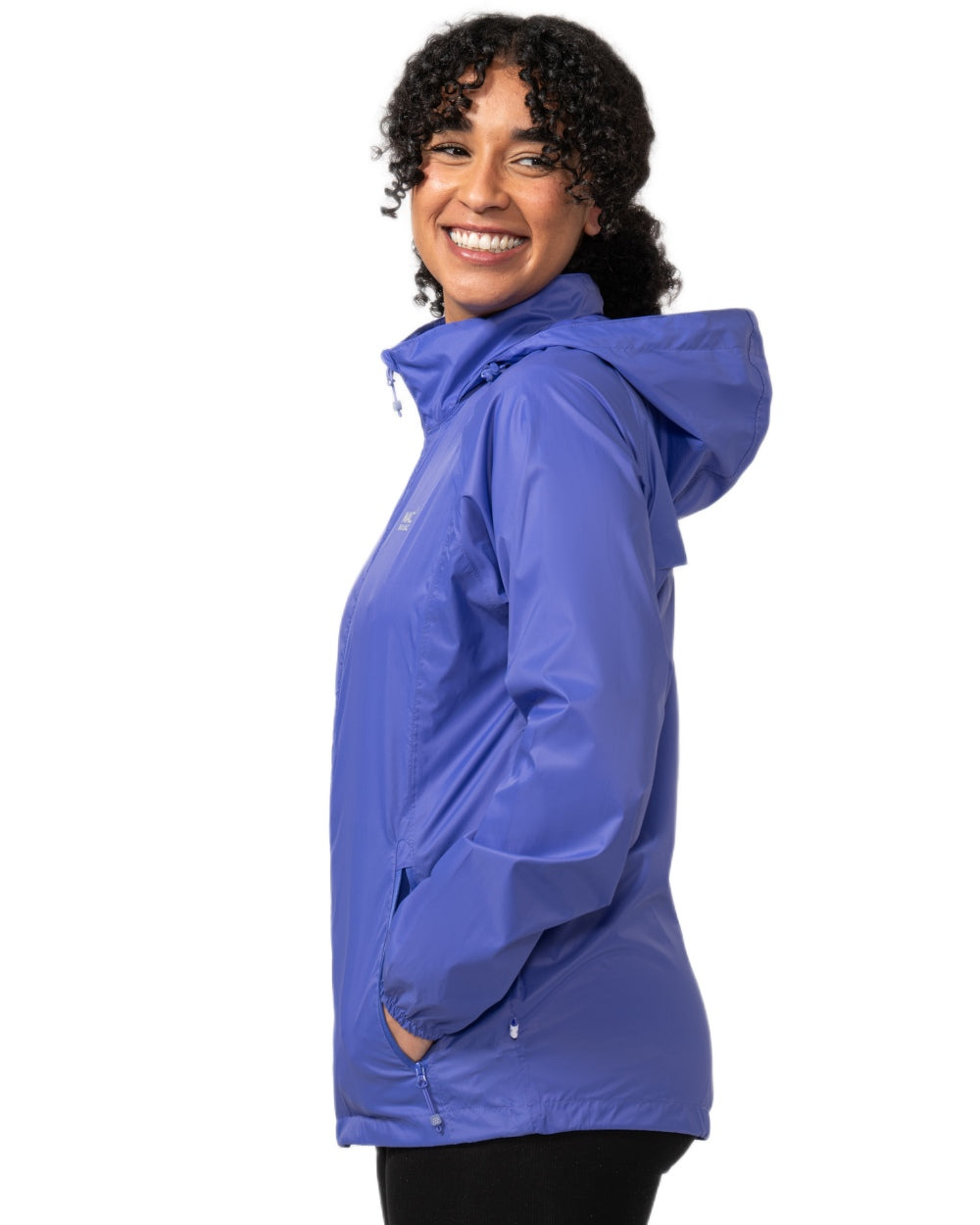 Ultraviolet coloured Mac In A Sac Packable Origin Waterproof Jacket on white background 