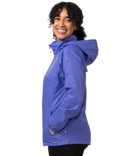Ultraviolet coloured Mac In A Sac Packable Origin Waterproof Jacket on white background 