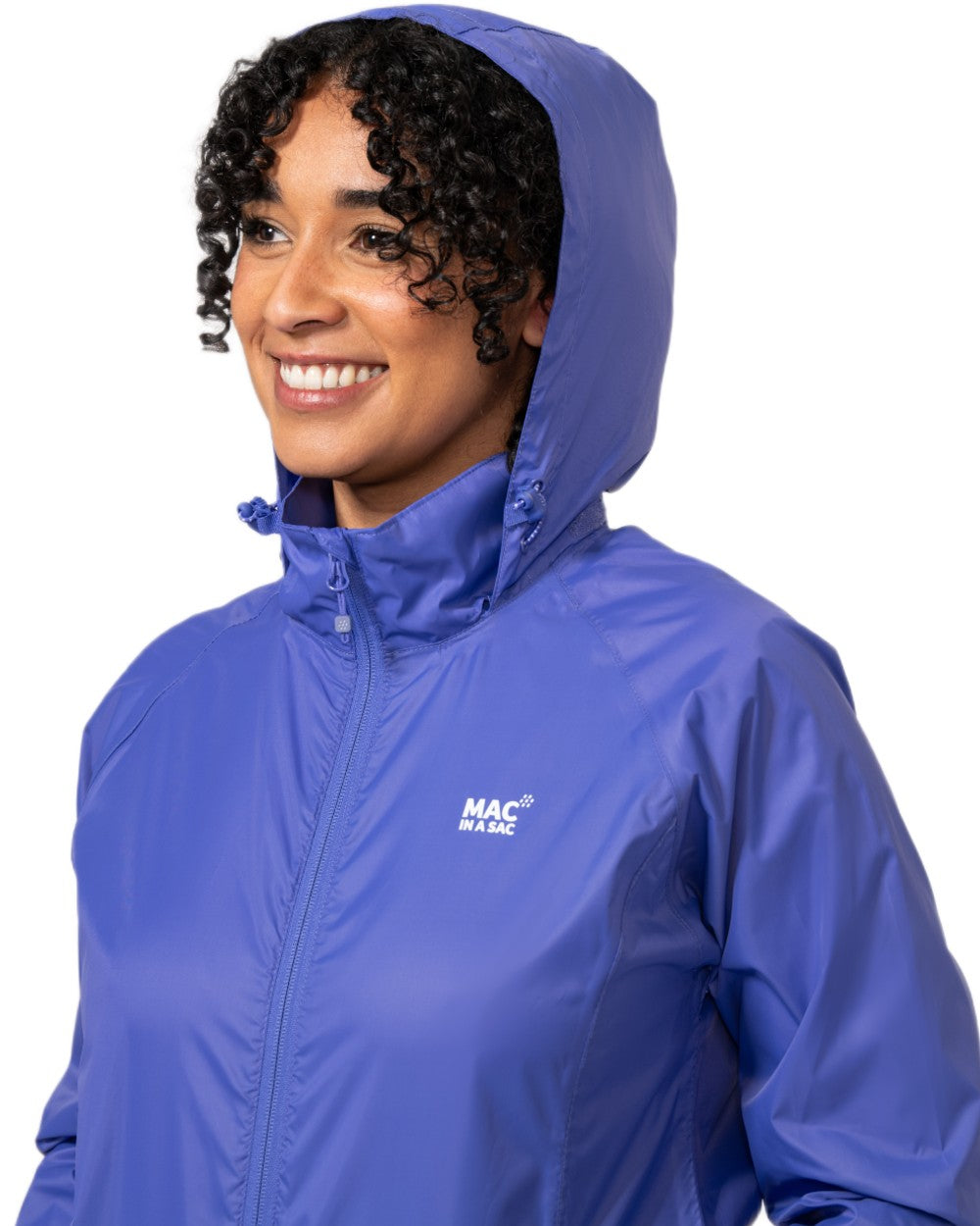 Ultraviolet coloured Mac In A Sac Packable Origin Waterproof Jacket on white background 