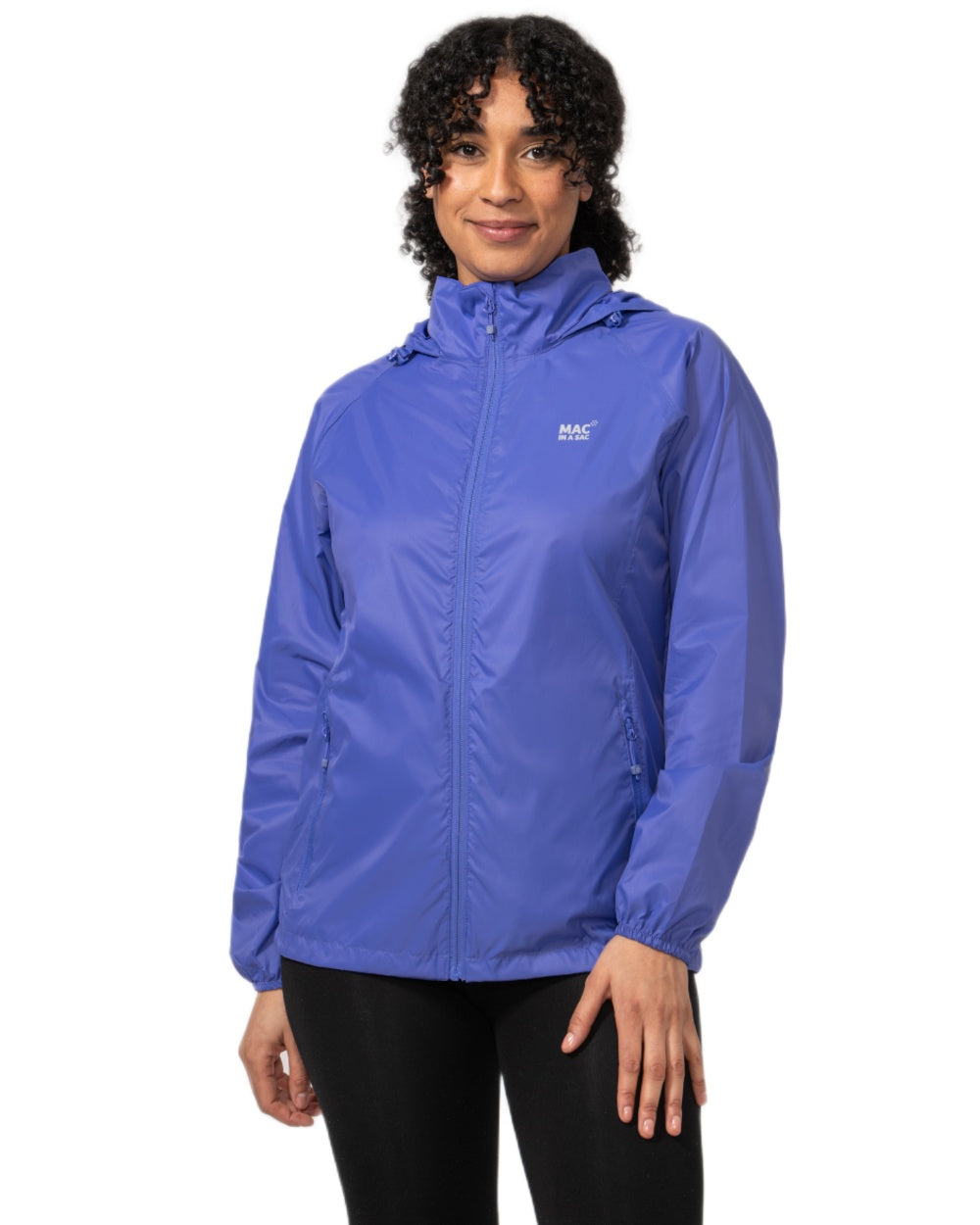 Ultraviolet coloured Mac In A Sac Packable Origin Waterproof Jacket on white background 