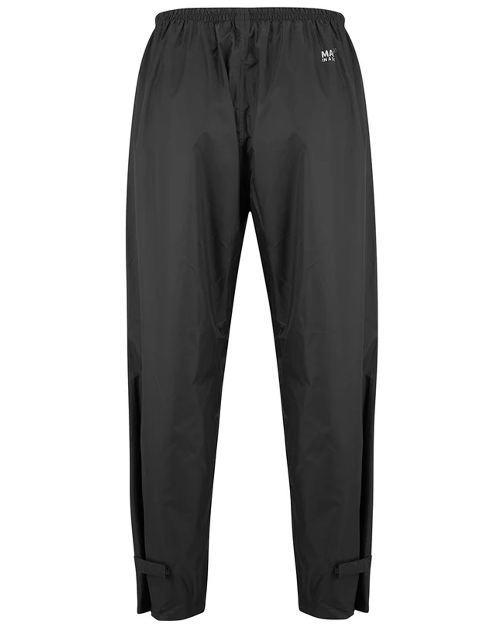 Black coloured Mac In A Sac Origin Packable Waterproof Overtrousers on white background 