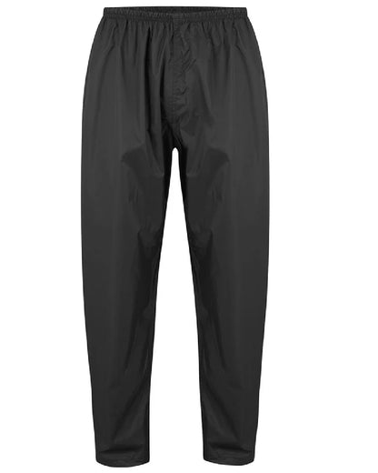 Black coloured Mac In A Sac Origin Packable Waterproof Overtrousers on white background 