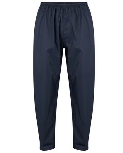 Navy coloured Mac In A Sac Origin Packable Waterproof Overtrousers on white background 