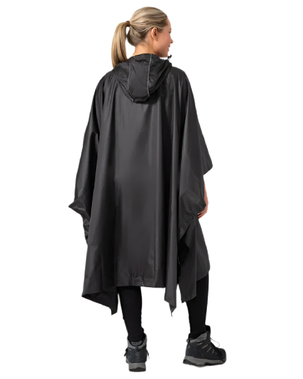 Black Coloured Mac In A Sac Origin Waterproof Poncho on white background 