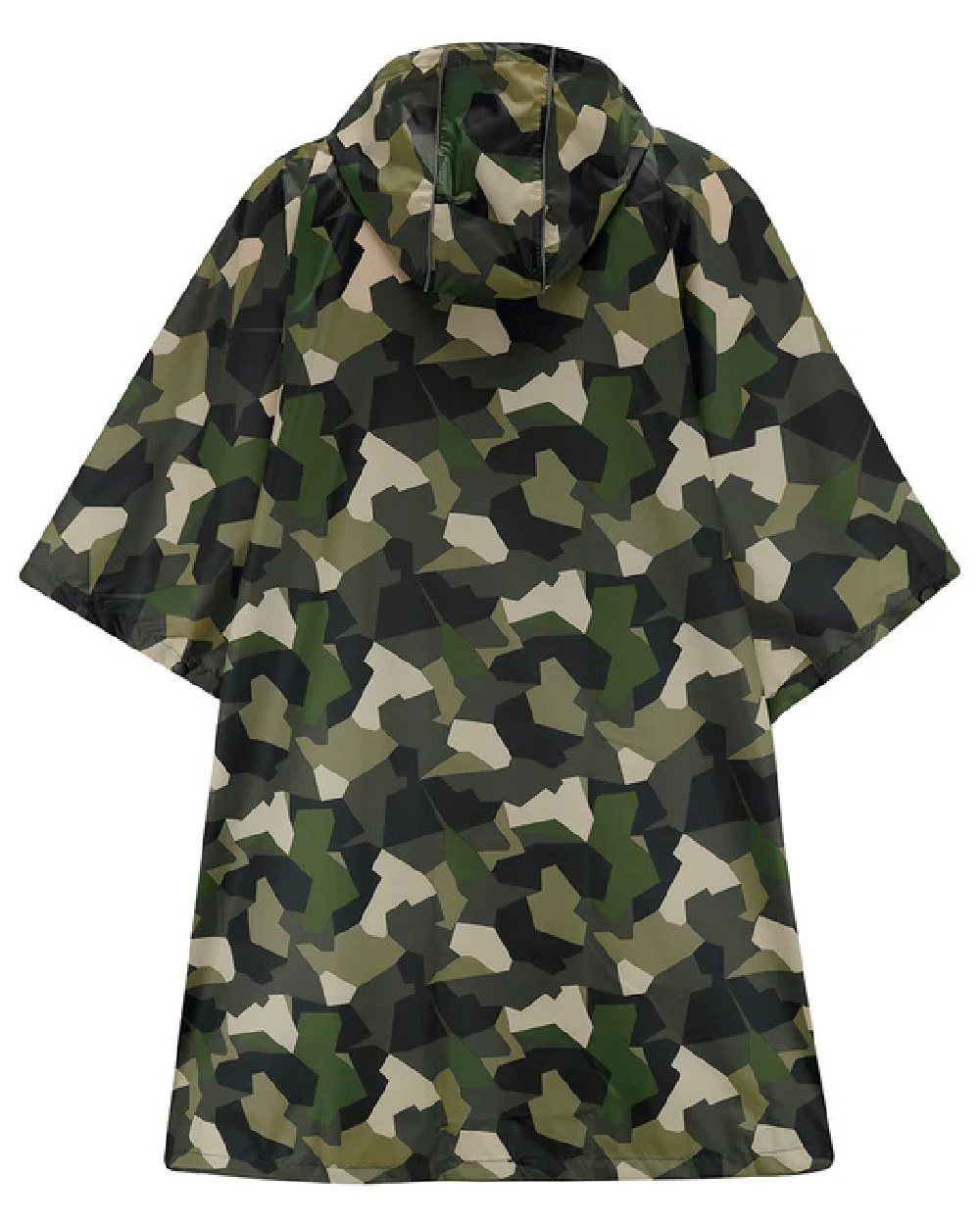 Green Camo Coloured Mac In A Sac Origin Waterproof Poncho on white background 