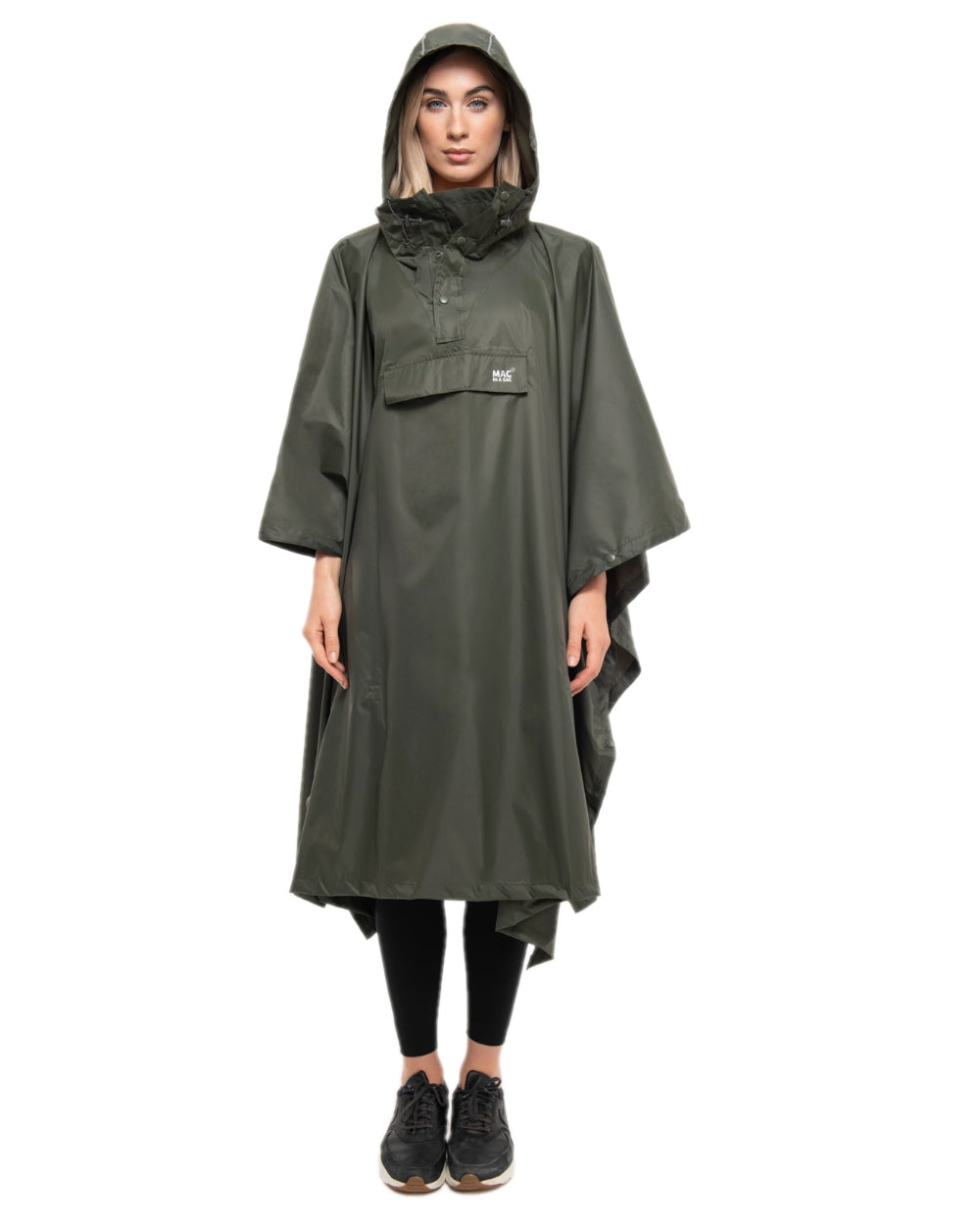 Khaki Coloured Mac In A Sac Origin Waterproof Poncho on white background 