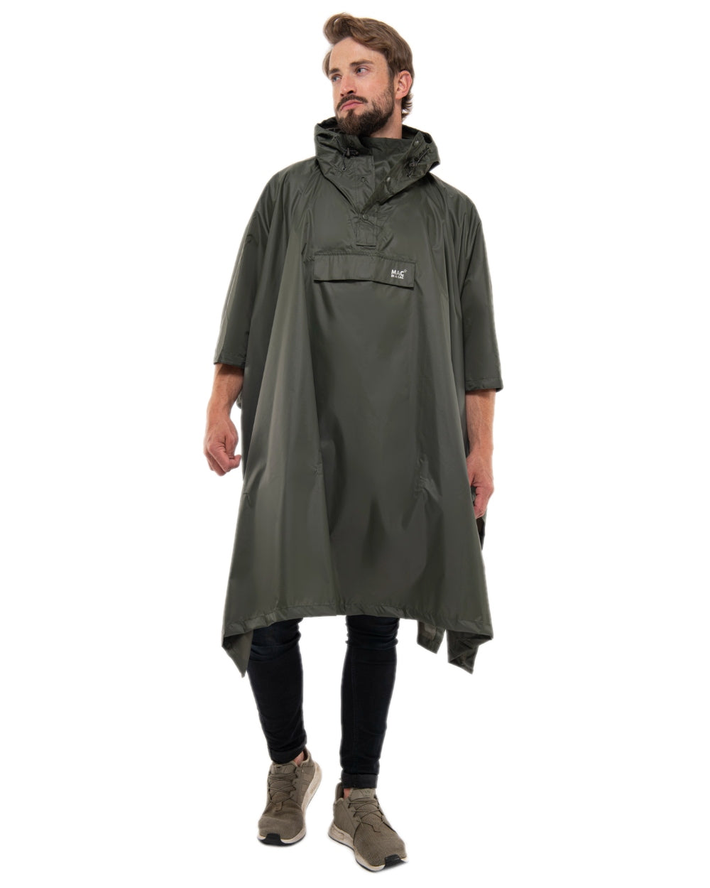 Khaki Coloured Mac In A Sac Origin Waterproof Poncho on white background 