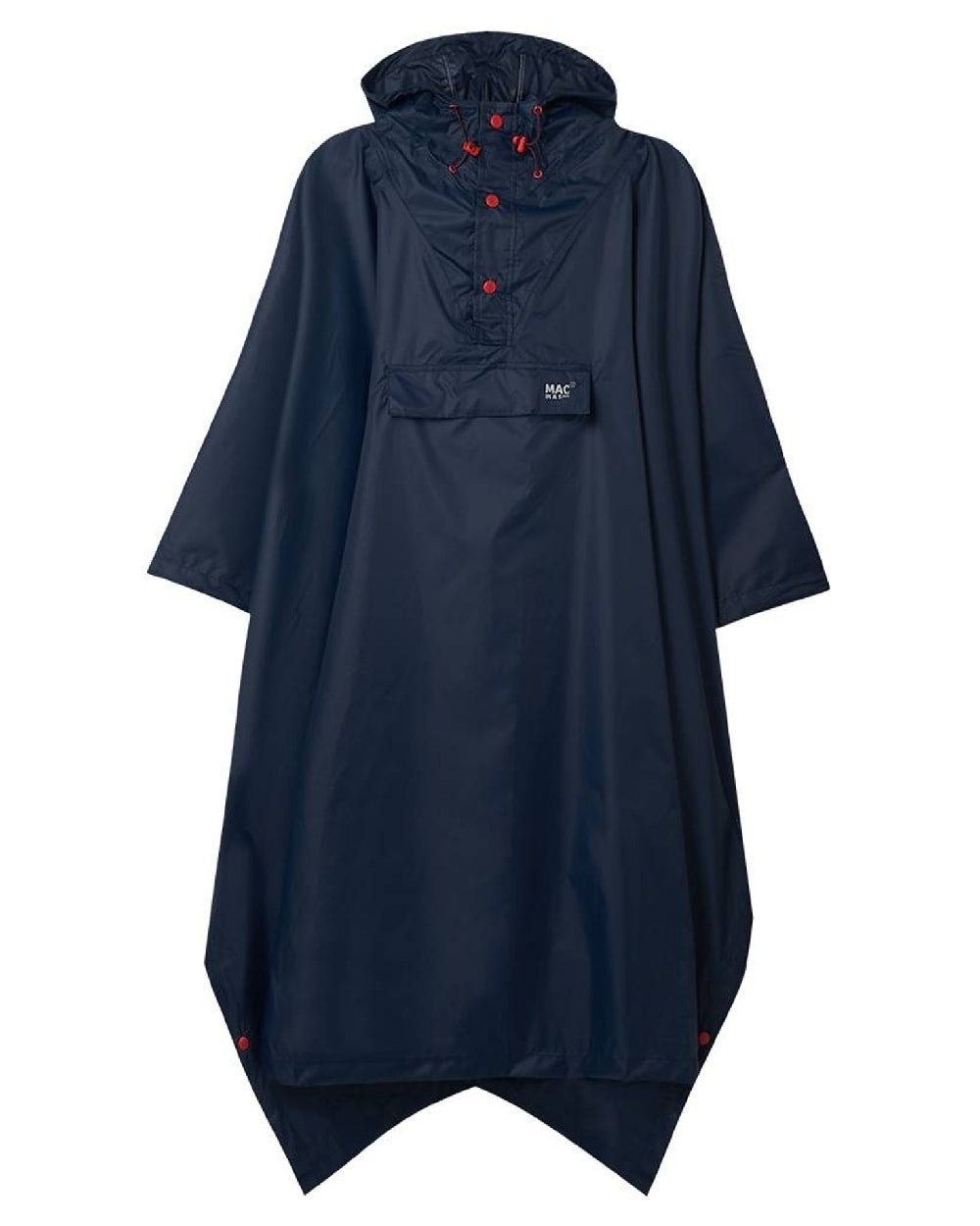 Navy Coloured Mac In A Sac Origin Waterproof Poncho on white background 
