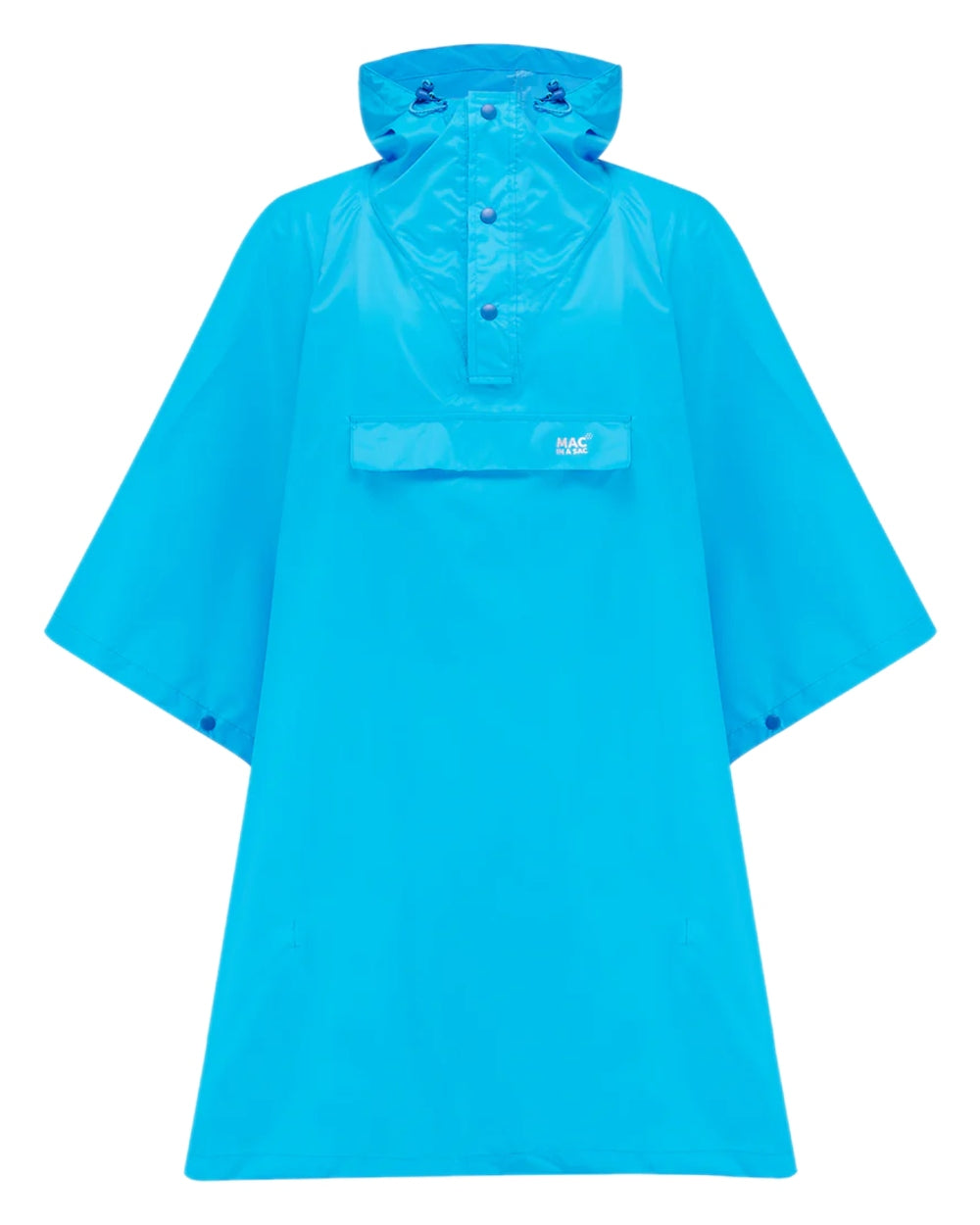 Neon Blue Coloured Mac In A Sac Origin Waterproof Poncho Neon on white background 