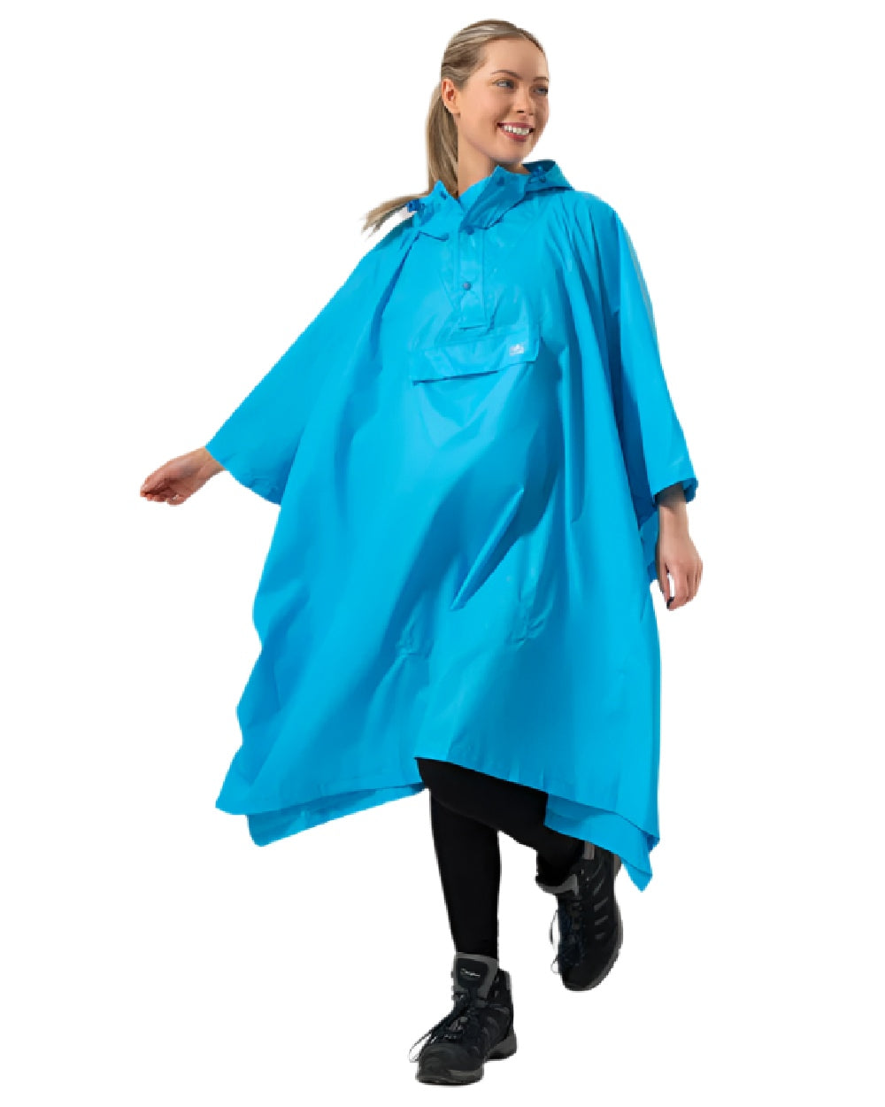 Neon Blue Coloured Mac In A Sac Origin Waterproof Poncho Neon on white background 
