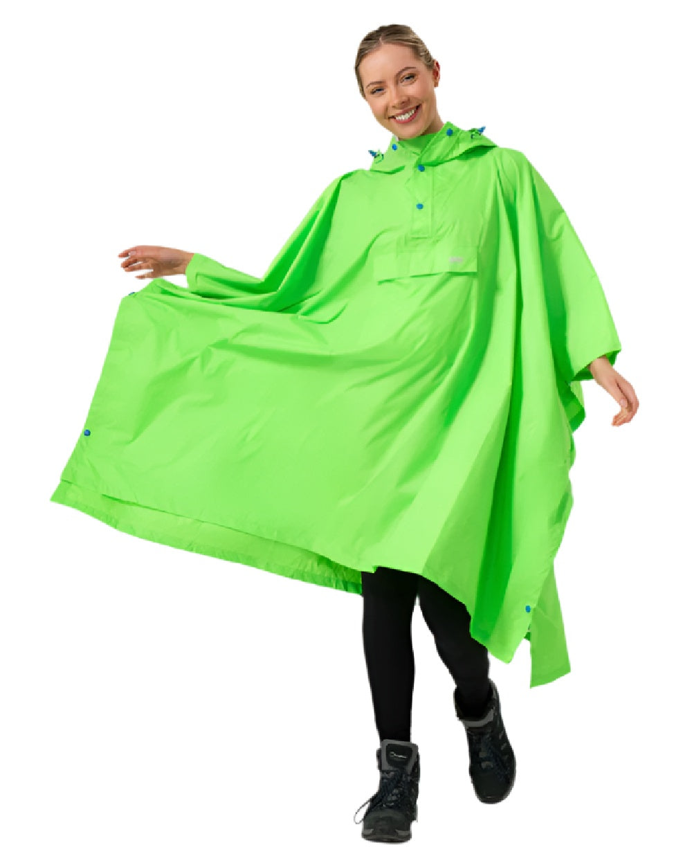 Neon Green Coloured Mac In A Sac Origin Waterproof Poncho Neon on white background 