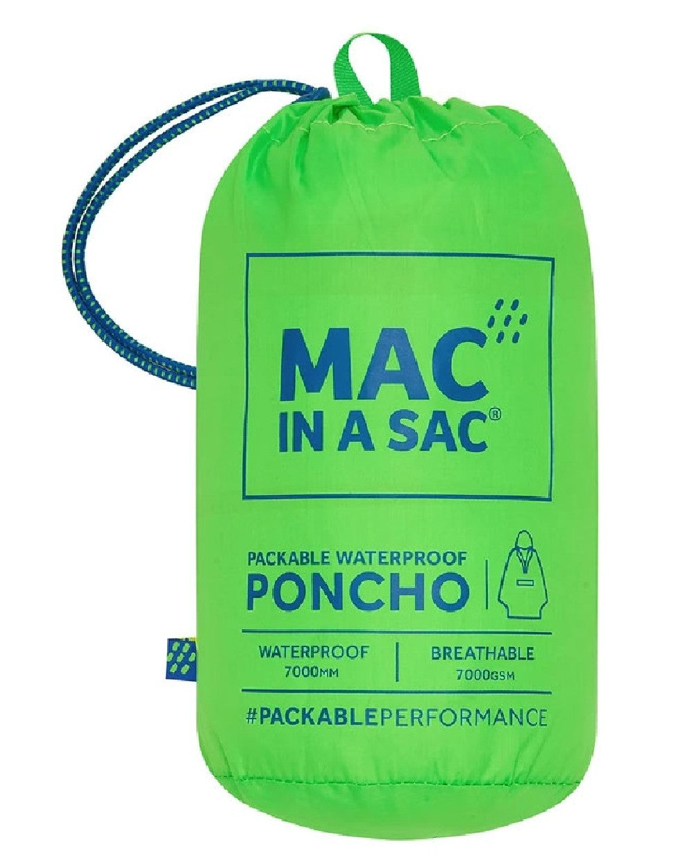 Neon Green Coloured Mac In A Sac Origin Waterproof Poncho Neon on white background 