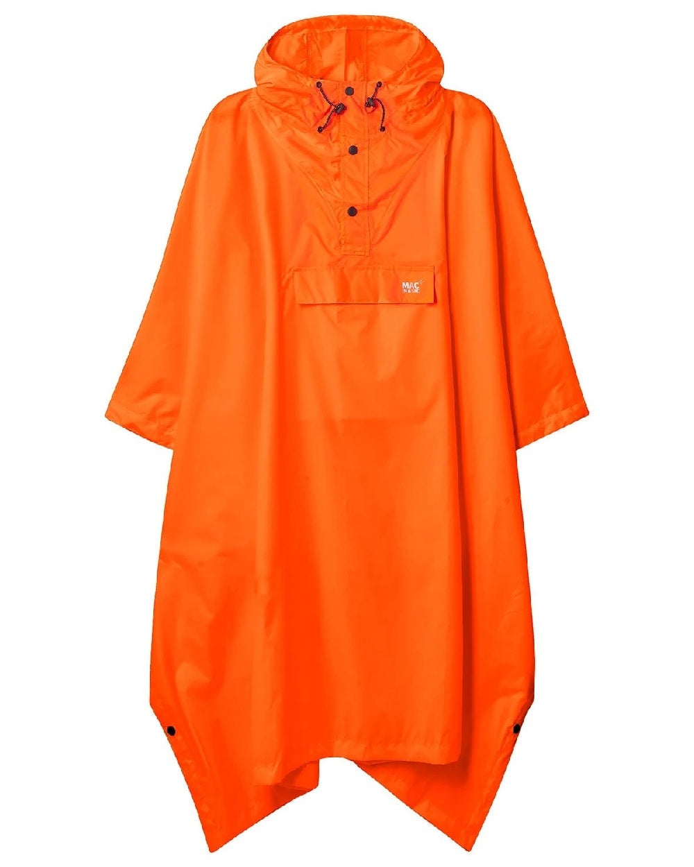 Neon Orange Coloured Mac In A Sac Origin Waterproof Poncho Neon on white background 