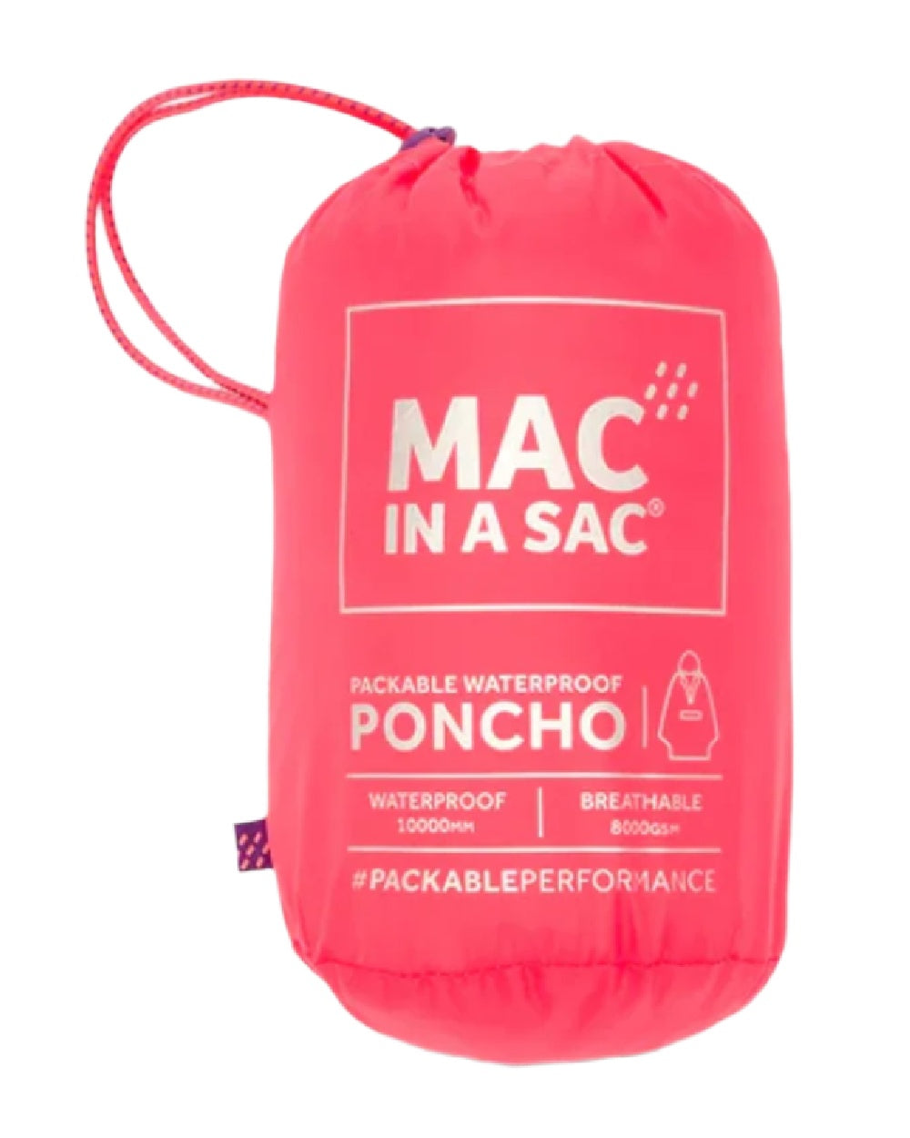 Neon Watermelon Coloured Mac In A Sac Origin Waterproof Poncho Neon on white background 