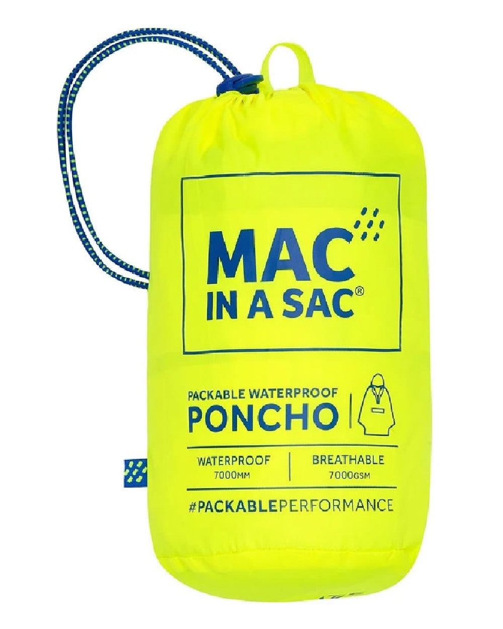 Neon Yellow Coloured Mac In A Sac Origin Waterproof Poncho Neon on white background 