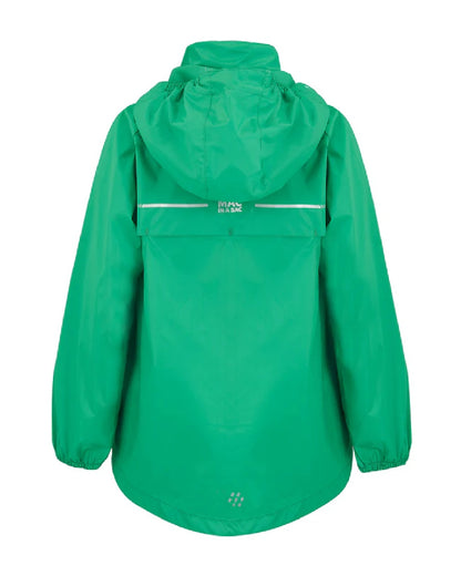 Pea Green coloured Mac In A Sac Origin Childrens Mini Packable Waterproof Jacket on white background 