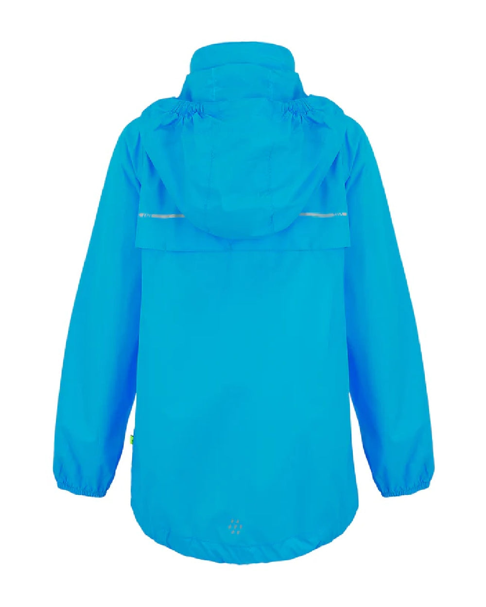 Neon Blue coloured Mac In A Sac Origin Childrens Mini Packable Waterproof Jacket on white background 