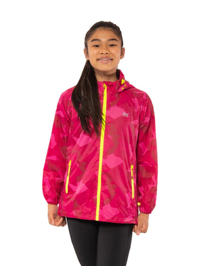 Blue Pink coloured Mac In A Sac Origin Childrens Mini Packable Waterproof Jacket on white background 