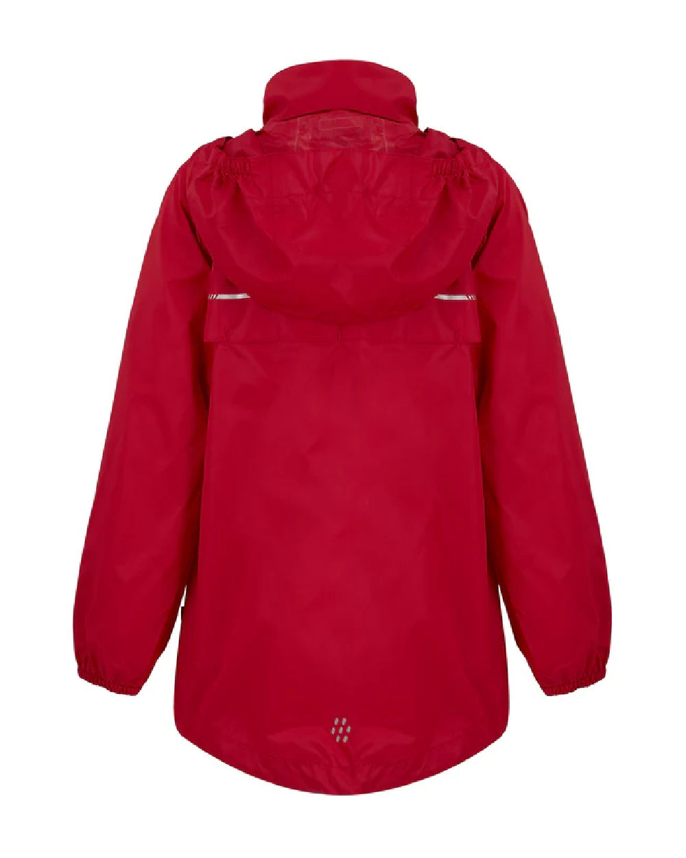 Red coloured Mac In A Sac Origin Childrens Mini Packable Waterproof Jacket on white background 